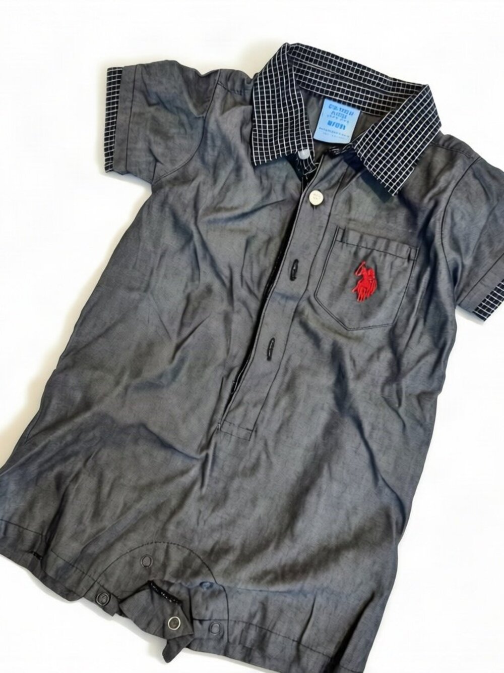US Polo Assn Baby Chambray Romper Playsuit 6-9M